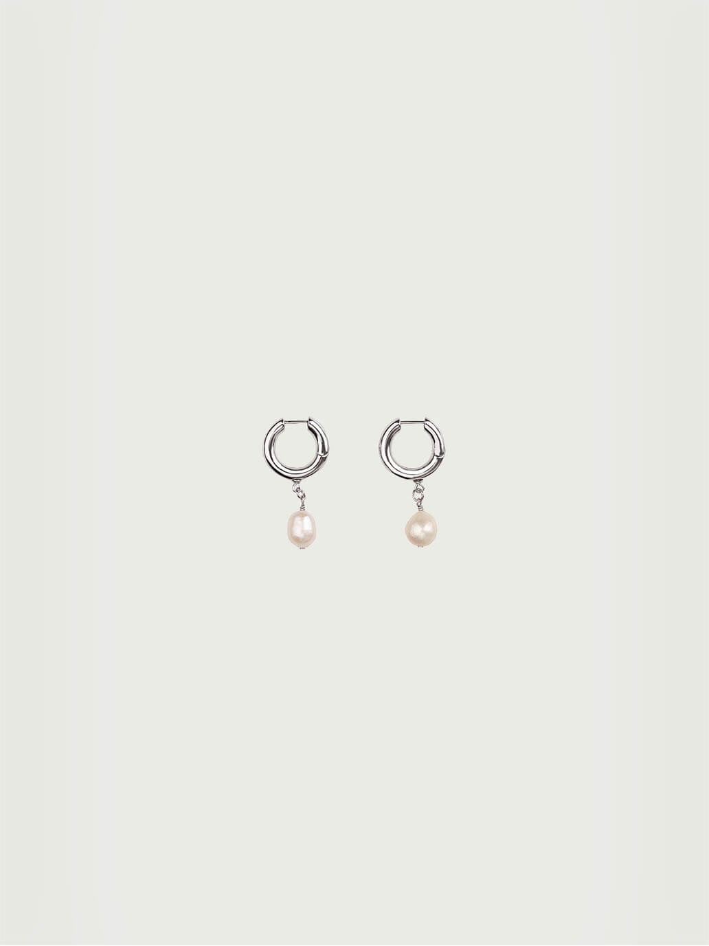 Silver Hoop Pearl Drop Earrings