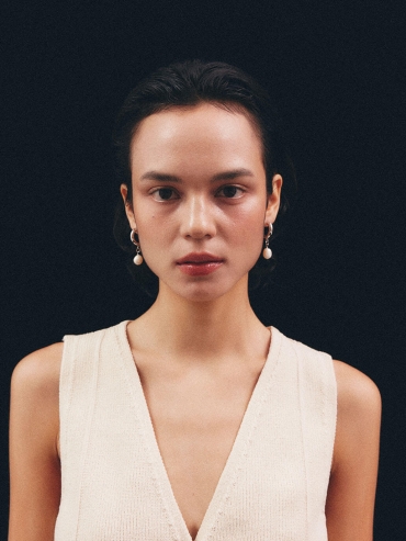 Silver Hoop Pearl Drop Earrings