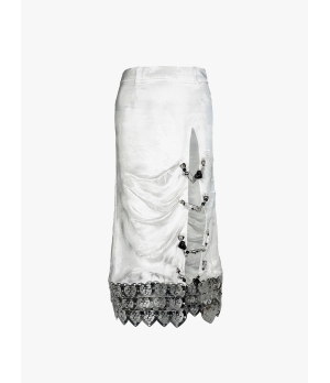 YUEQIQI LASER CUT SILK SKIRT