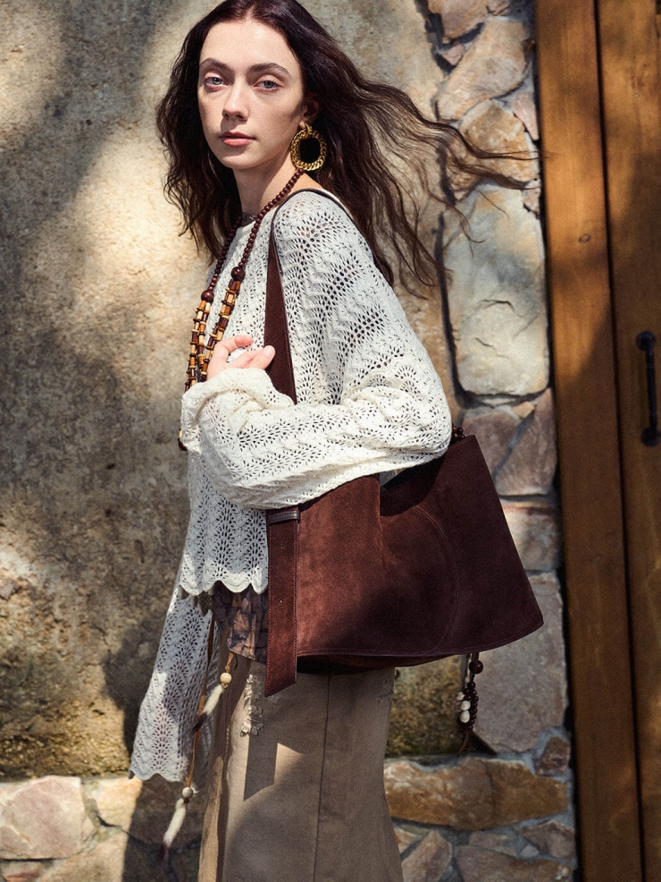 Brownie Brown Curve Bucket Bag