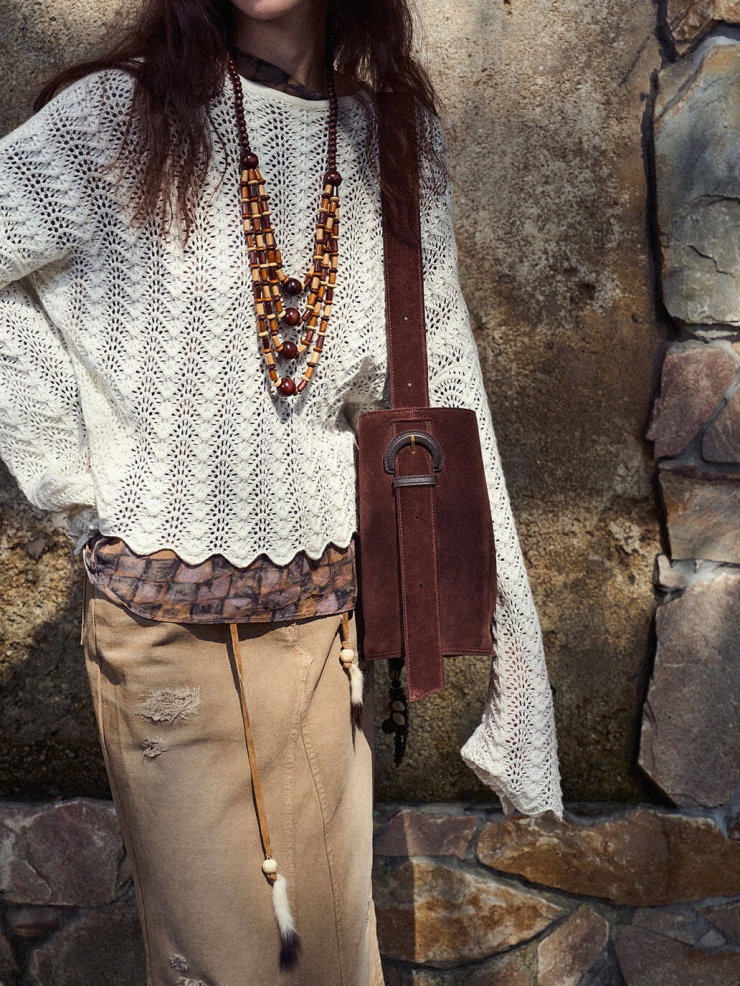 Brownie Brown Curve Bucket Bag