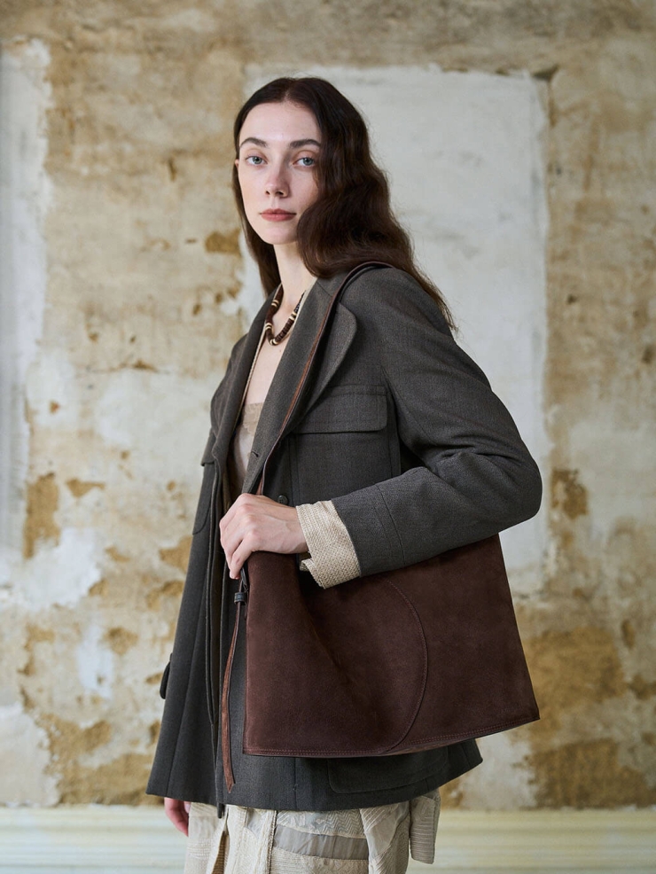 Brownie Brown Curve Bucket Bag