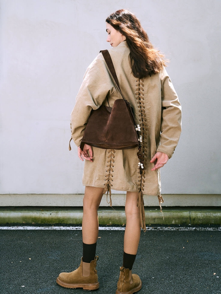 Brownie Brown Curve Bucket Bag