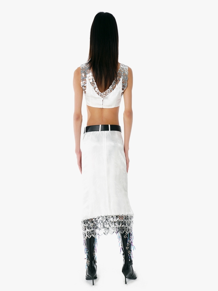 YUEQIQI LASER CUT SILK SKIRT