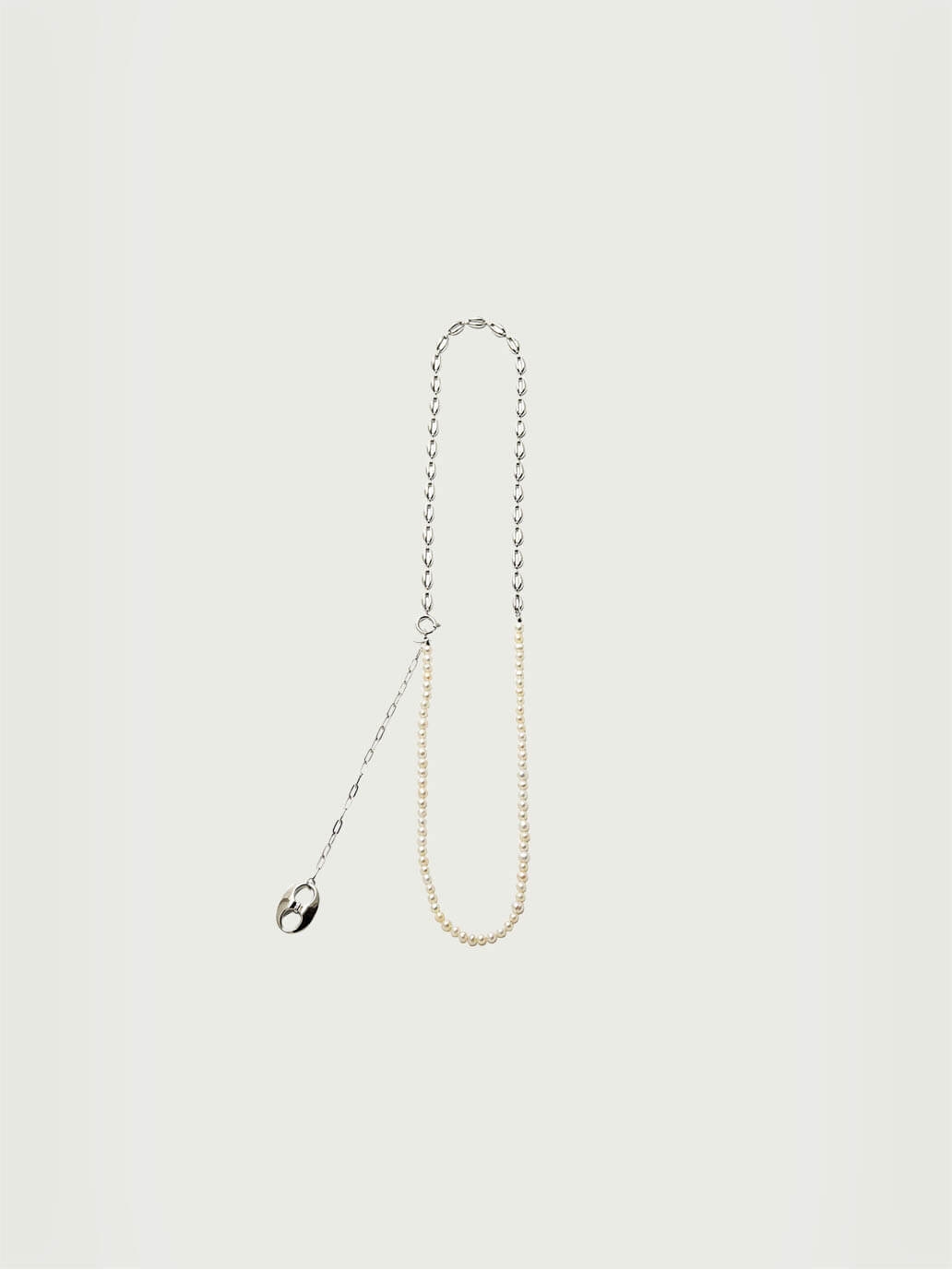 Silver Pignose Pearl Belt Necklace