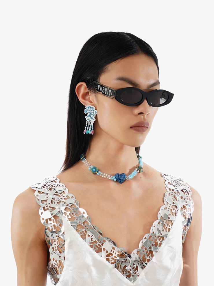 YUEQIQI ‘'LOVE"CERAMIC BEADING EARRINGS