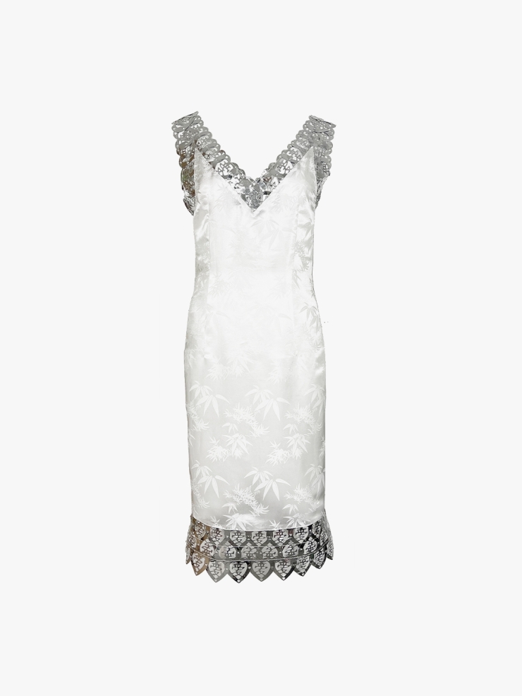 YUEQIQI V-Neck Sleeveless Silk Slip Dress