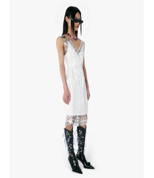 YUEQIQI V-Neck Sleeveless Silk Slip Dress