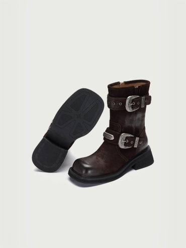 Red Dreamcore Knight Rider Rebel Riding Boots