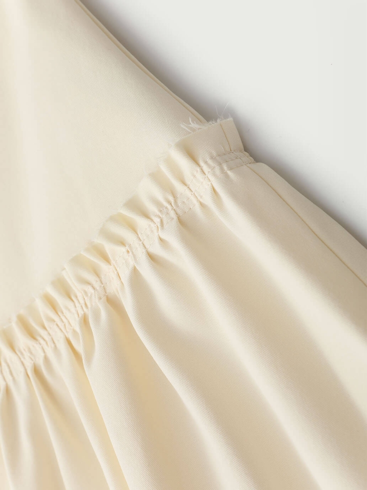 Beige Cangyuan Cliff Painting Embroidered Pleated Cotton Skirt