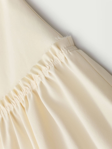 Beige Cangyuan Cliff Painting Embroidered Pleated Cotton Skirt