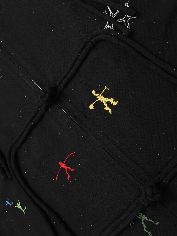 Black Cangyuan Cliff Painting Sequin Embroidered Chinese-Style Wool Jacket