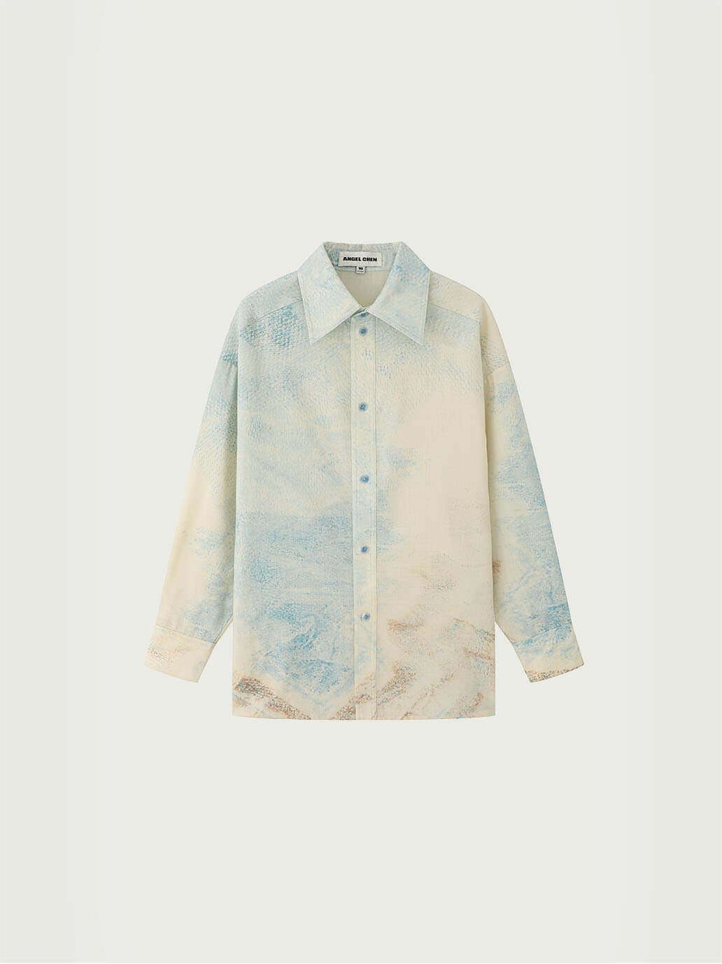 Beige Baishuitai Tie-Dye Printed Textured Wool Shirt