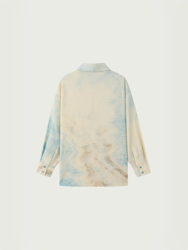 Beige Baishuitai Tie-Dye Printed Textured Wool Shirt