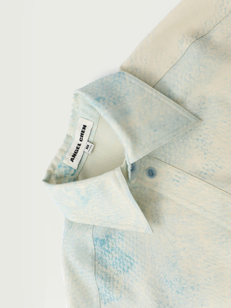 Beige Baishuitai Tie-Dye Printed Textured Wool Shirt