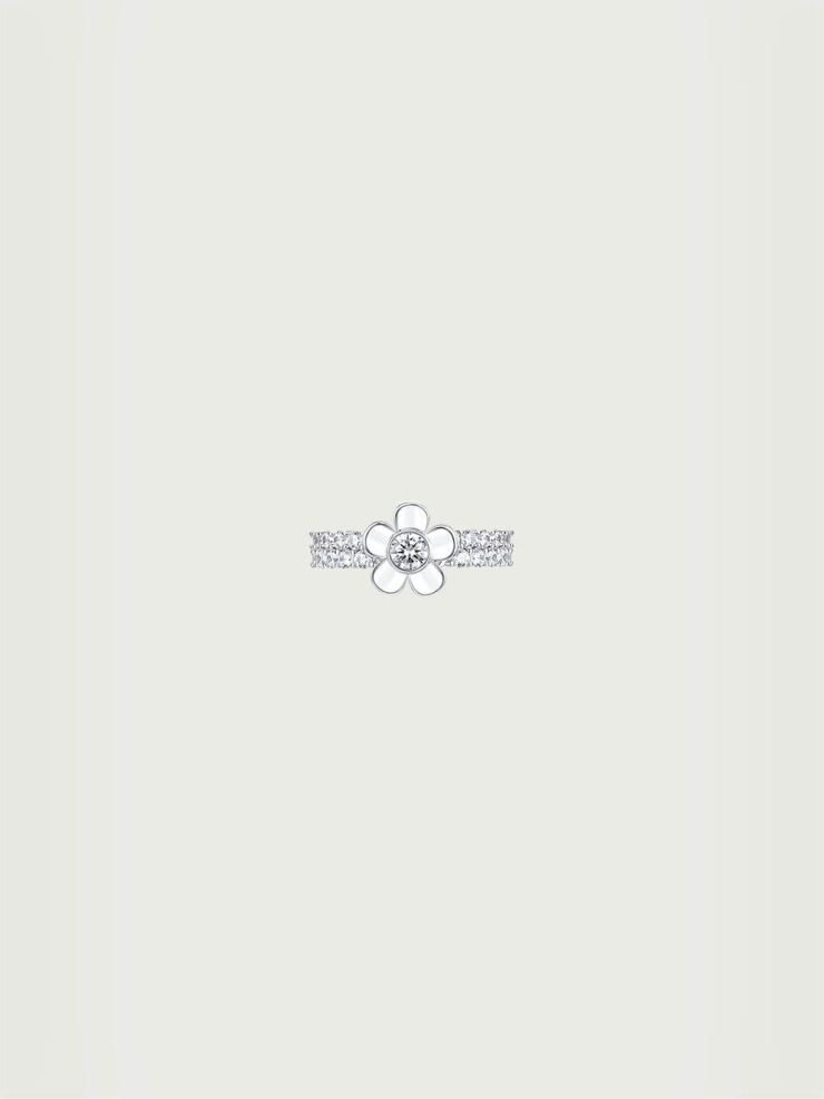 Silver Spinning Zircon Floral Ring