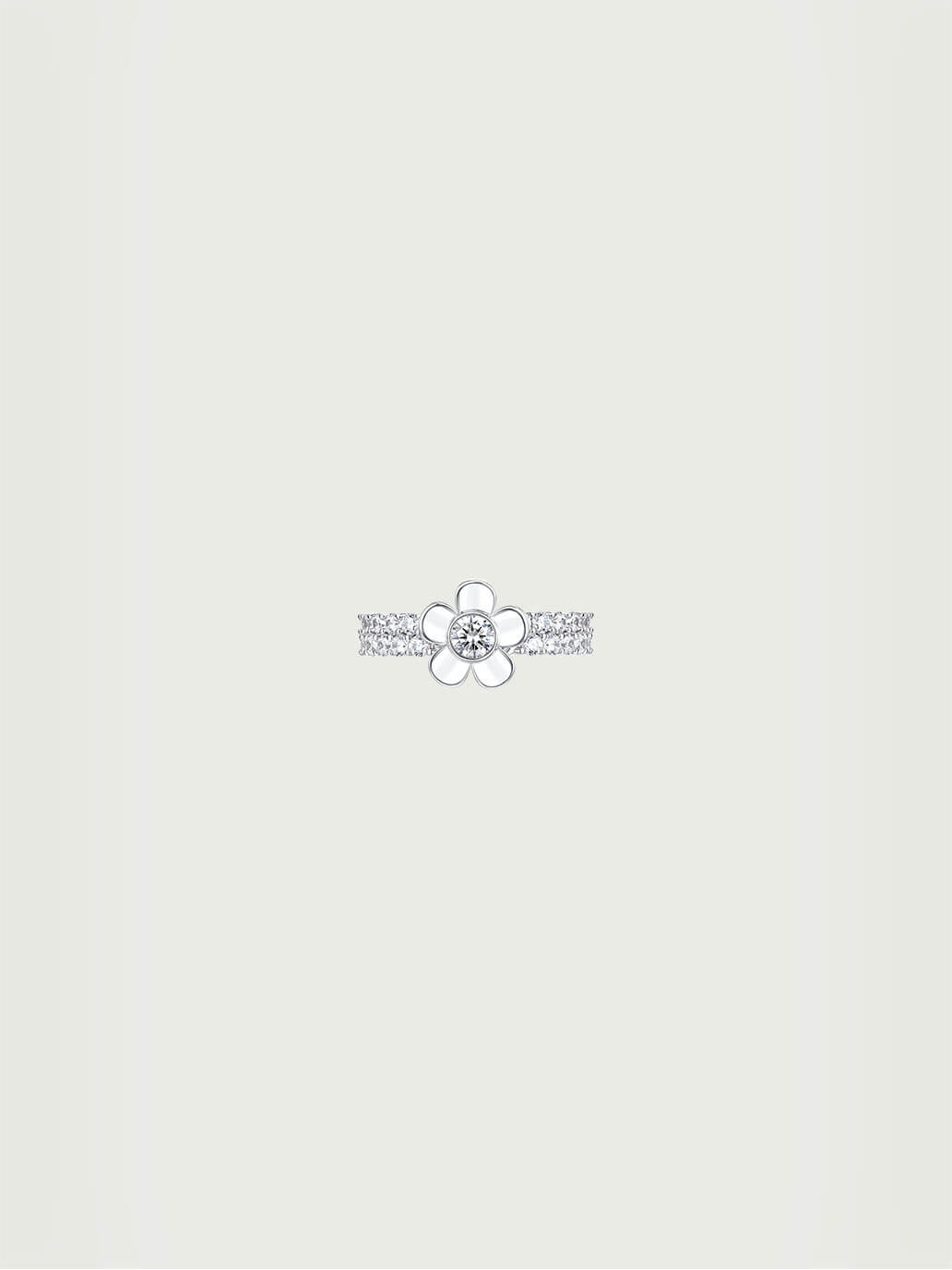 Silver Spinning Zircon Floral Ring