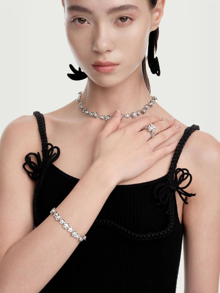 Silver Spinning Floral Garden Ring