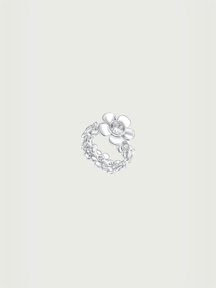 Silver Spinning Floral Garden Ring