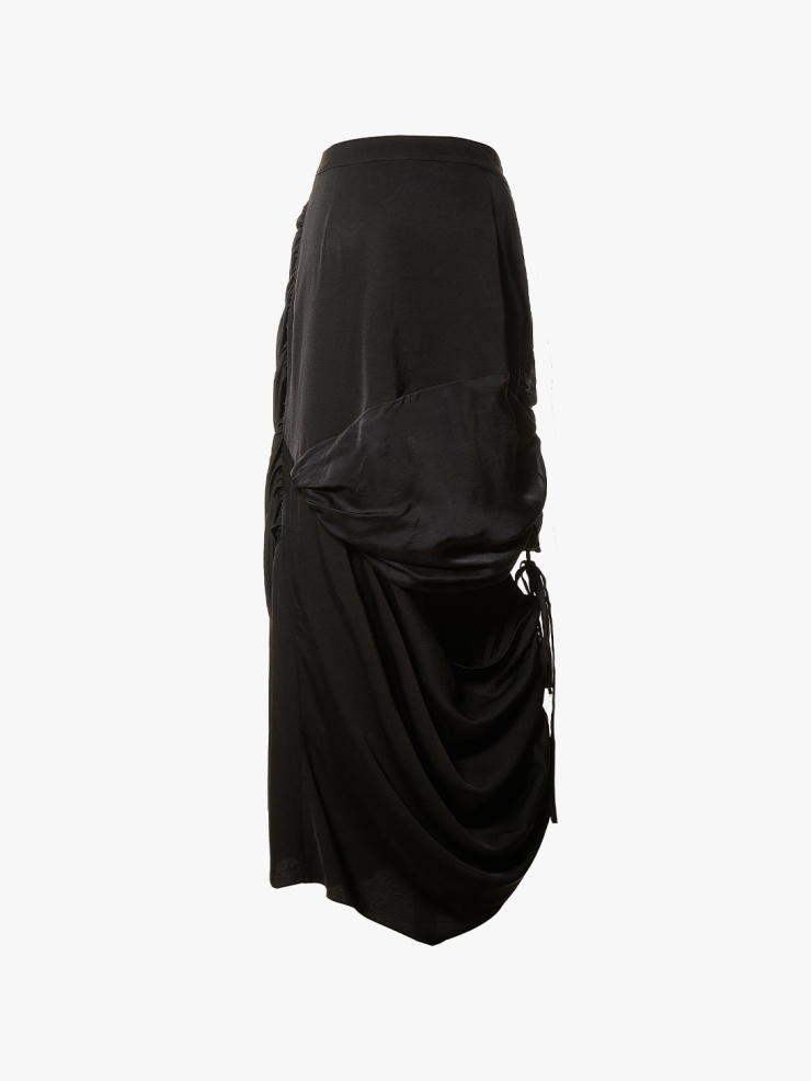 ELYWOOD Black Drawstring Cut-out Skirt