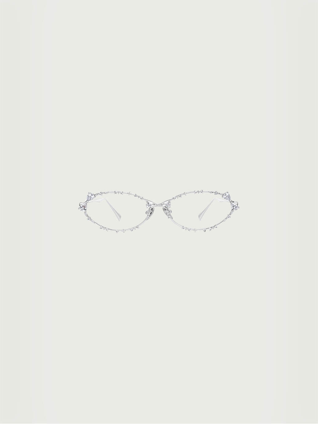 Silver Gem-Embellished Metal Frame Optical Glasses