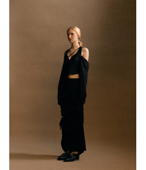 ELYWOOD Black Drawstring Cut-out Skirt