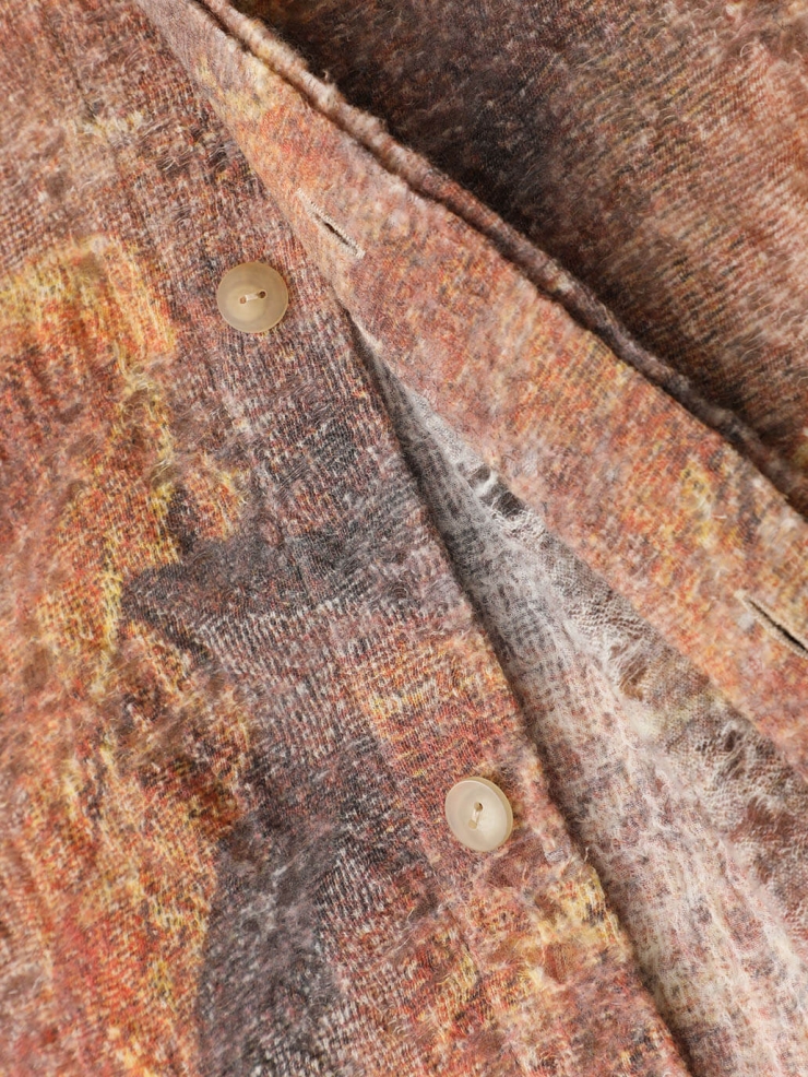 Brown Sunset Print Distressed Wool Shirt