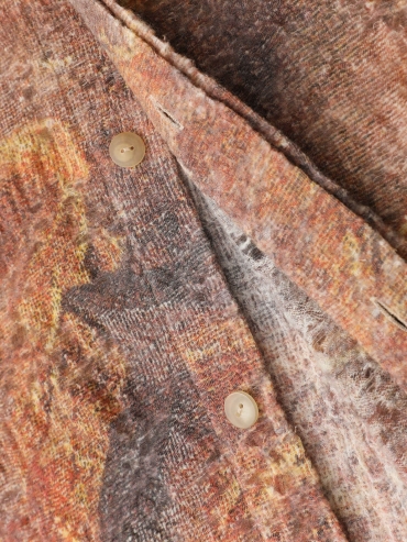 Brown Sunset Print Distressed Wool Shirt
