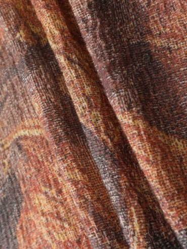 Brown Sunset Print Distressed Wool Shirt