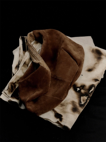 Dark Tea Brown Suede Shoulder Woven Bag