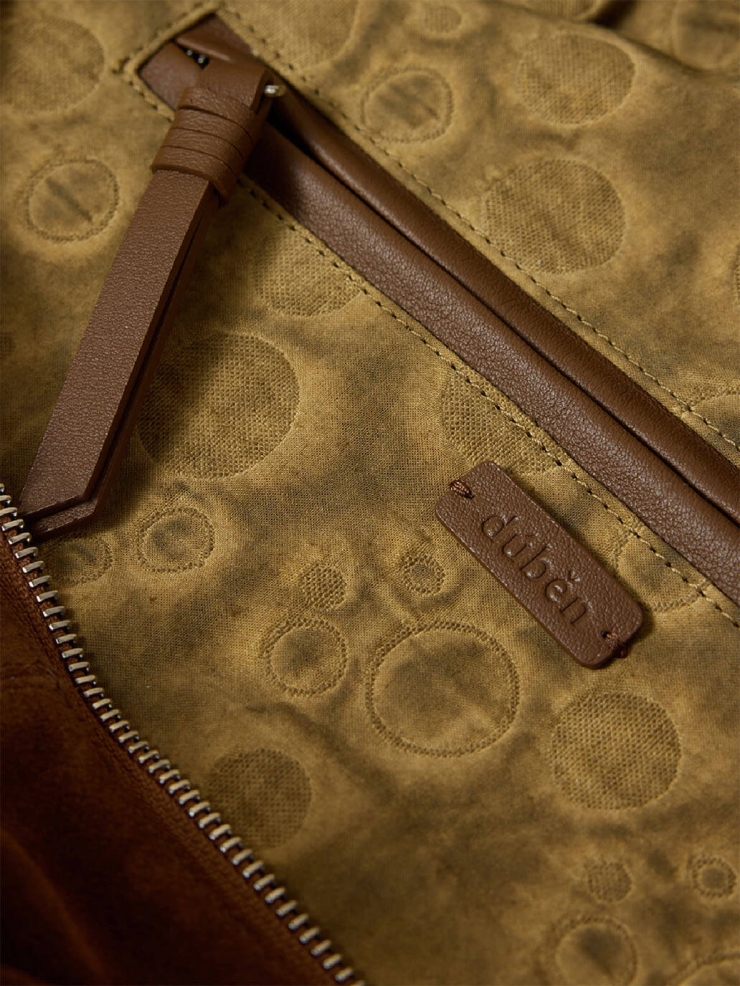 Dark Tea Brown Suede Shoulder Woven Bag