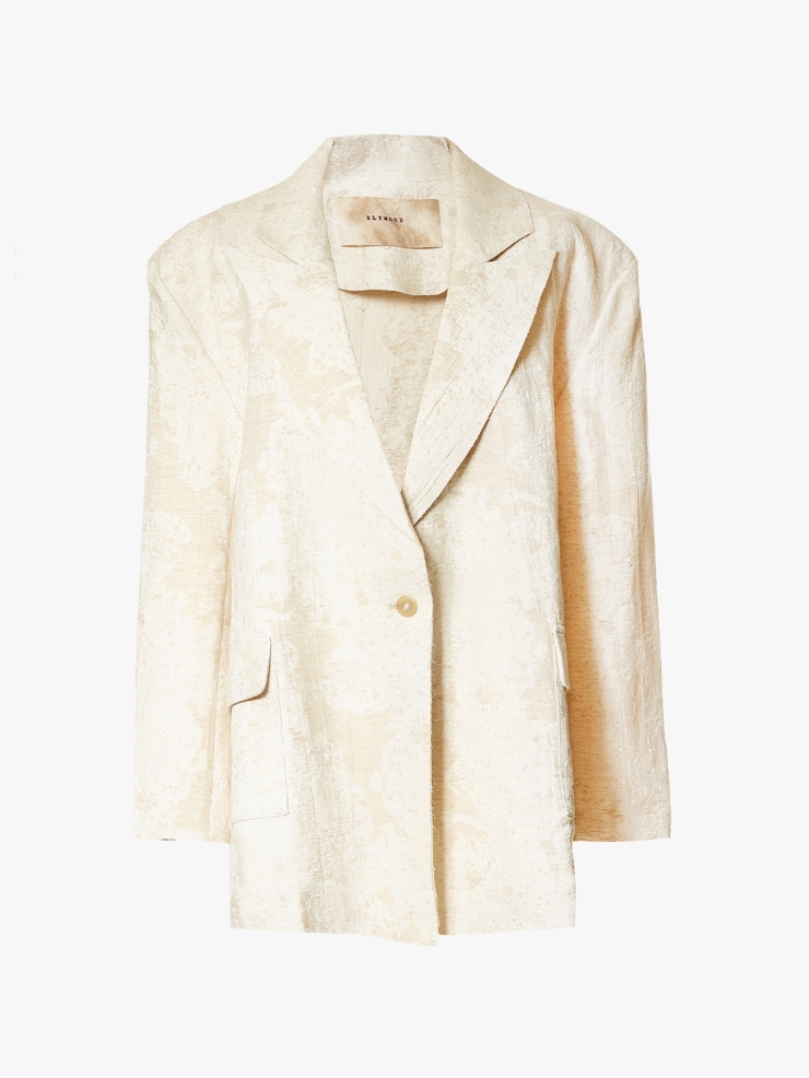 ELYWOOD Ivory Linen Deconstruction Oversize  Blazer