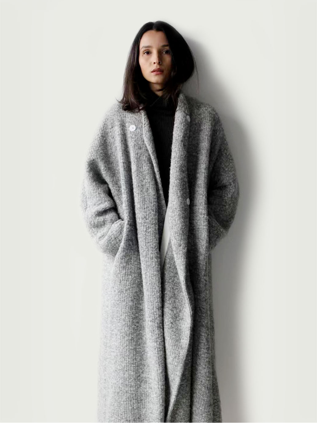 Gray Angora Soft Overcoat