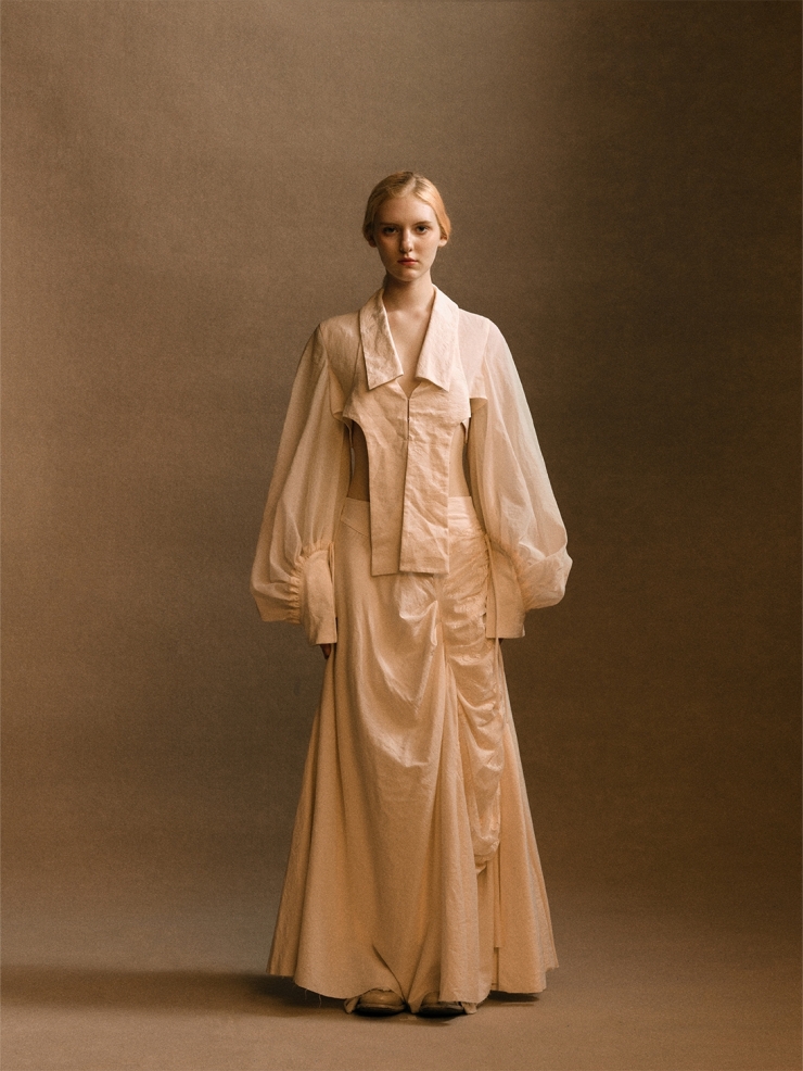 ELYWOOD Beige Bishop Sleeve Waistcoat