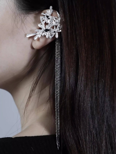 White Ice Bloom Ear Cuff - Single