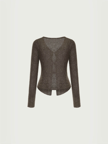 Mocha Floral Yarn-Knit Sweater