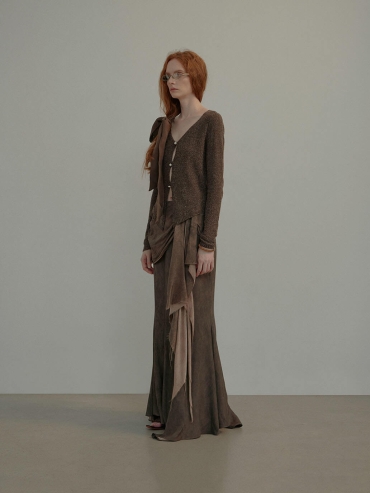 Mocha Floral Yarn-Knit Sweater