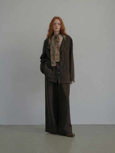 Olive Green Linen Belted Wide-Leg Pants