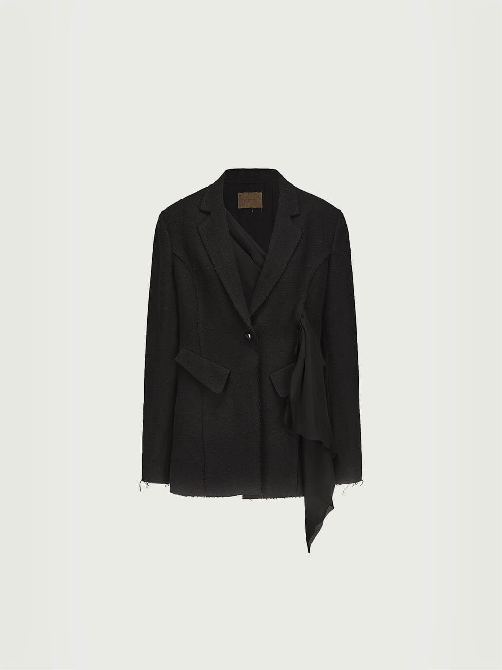 Black Linen Cinched Waist Blazer