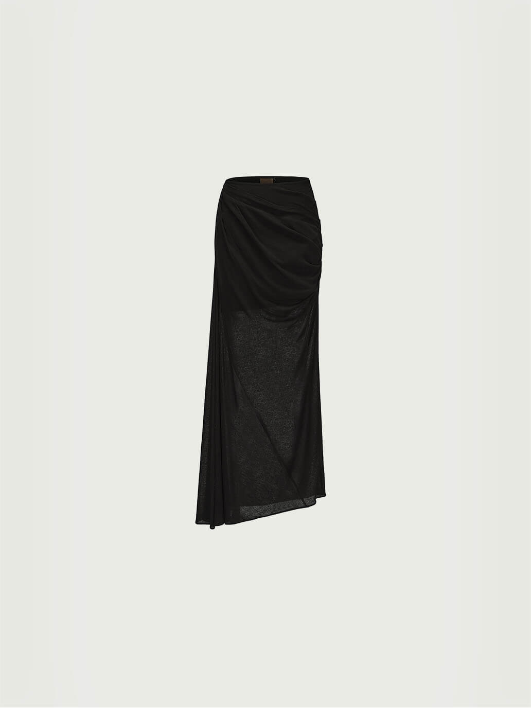 Black Knit Pleated Sheer Midi Skirt