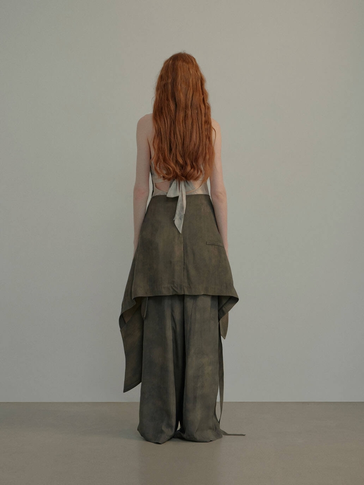 Moss Green Draped Halter Patchwork Camisole