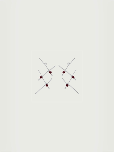 Silver Floral Inlaid Metal Earrings