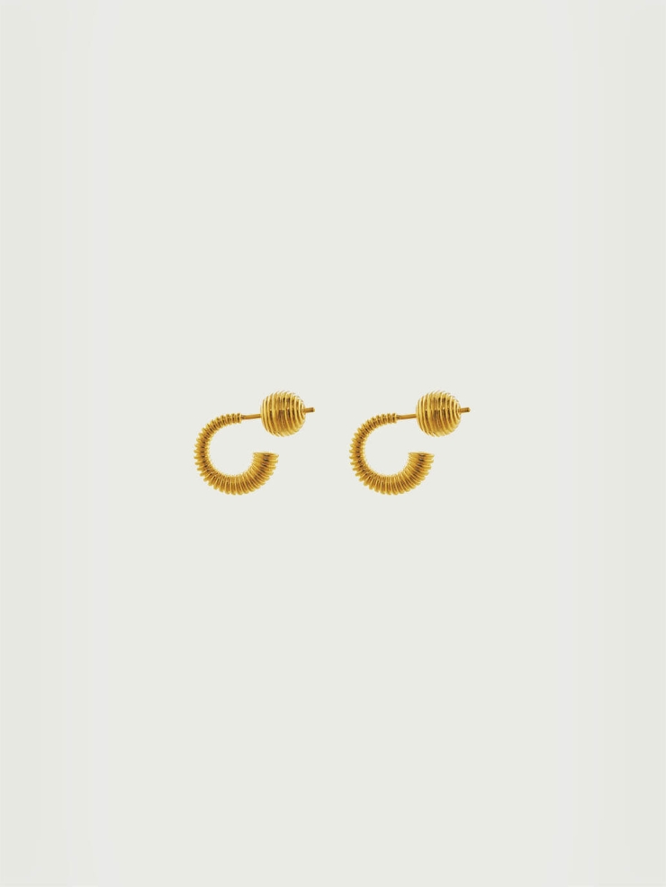 Gold Textured Small C Earrings