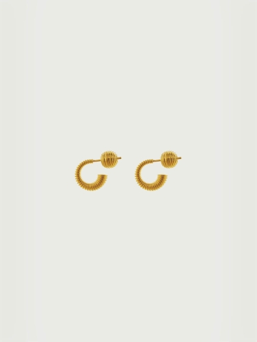 Gold Textured Small C Earrings