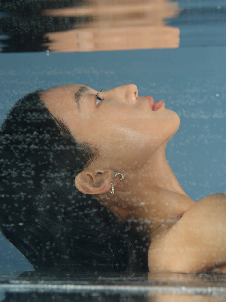 Silver Textured Small C Earrings