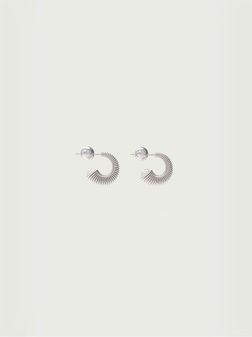 Silver Textured Pearl Stud Earrings