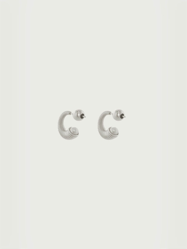 Silver Textured Pearl Stud Earrings