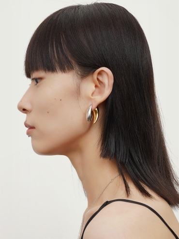 Gold and Silver Teardrop Earrings