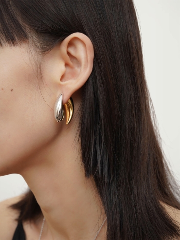 Gold and Silver Teardrop Earrings