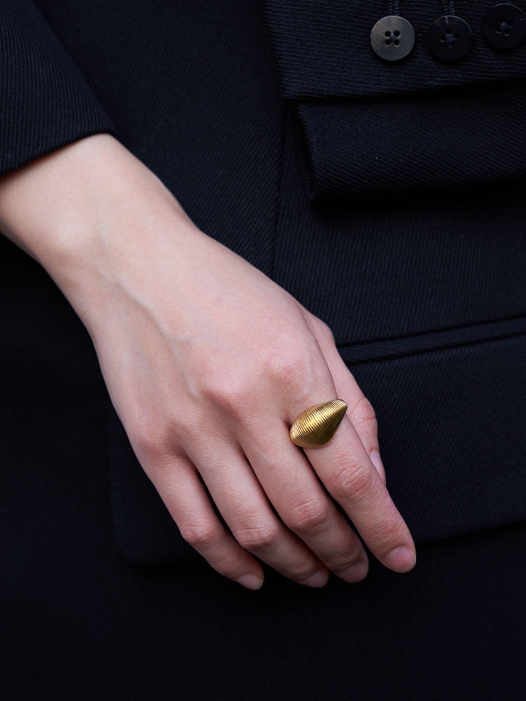 Gold Textured Shield Ring